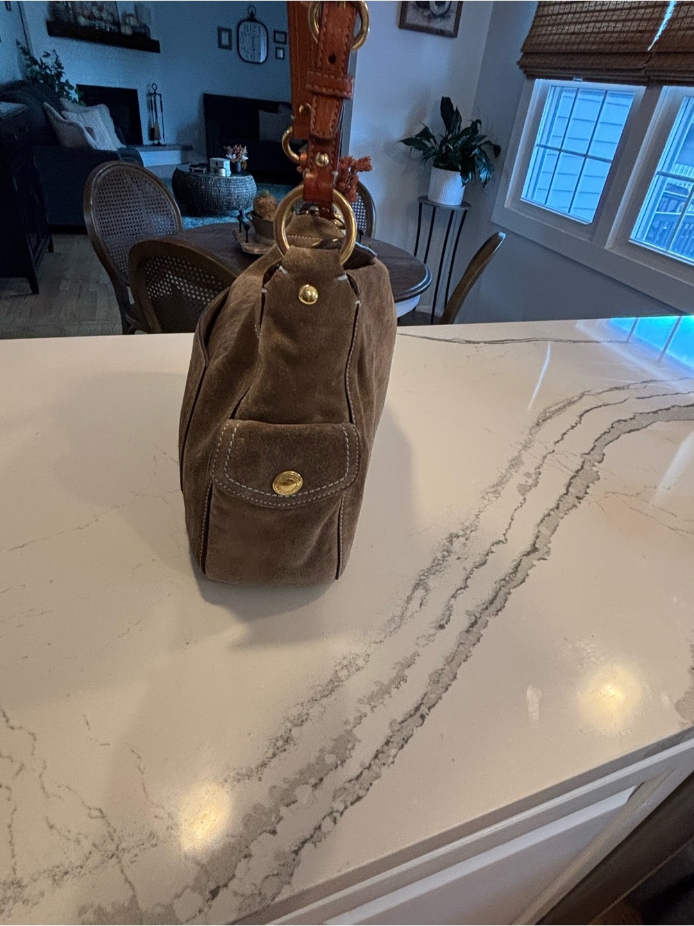Vintage Coach Brown/taupe Suede Shoulder Bag F06S 9236 with Gold hardware - Picture 8 of 8